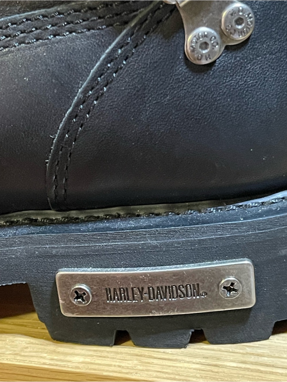 NWOT Unique Harley-Davidson Black Leather Lace-Up Leather Motorcycle Boots Sz 9 - Picture 3 of 15